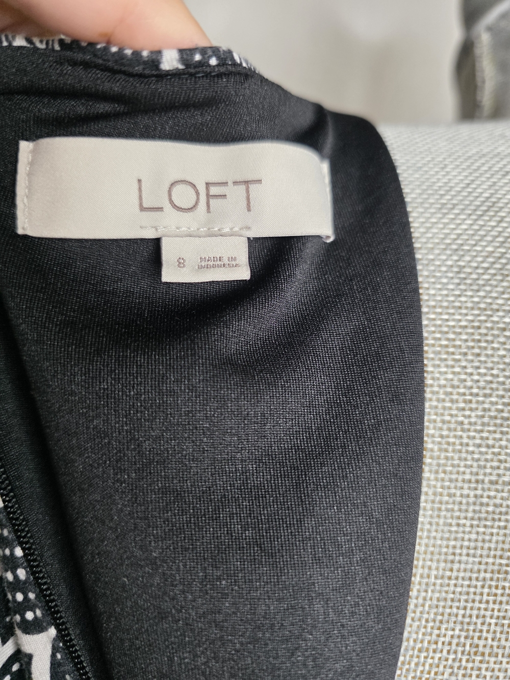 LOFT Black and White Floral Wrap-Style Midi Dress - Picture 5 of 6